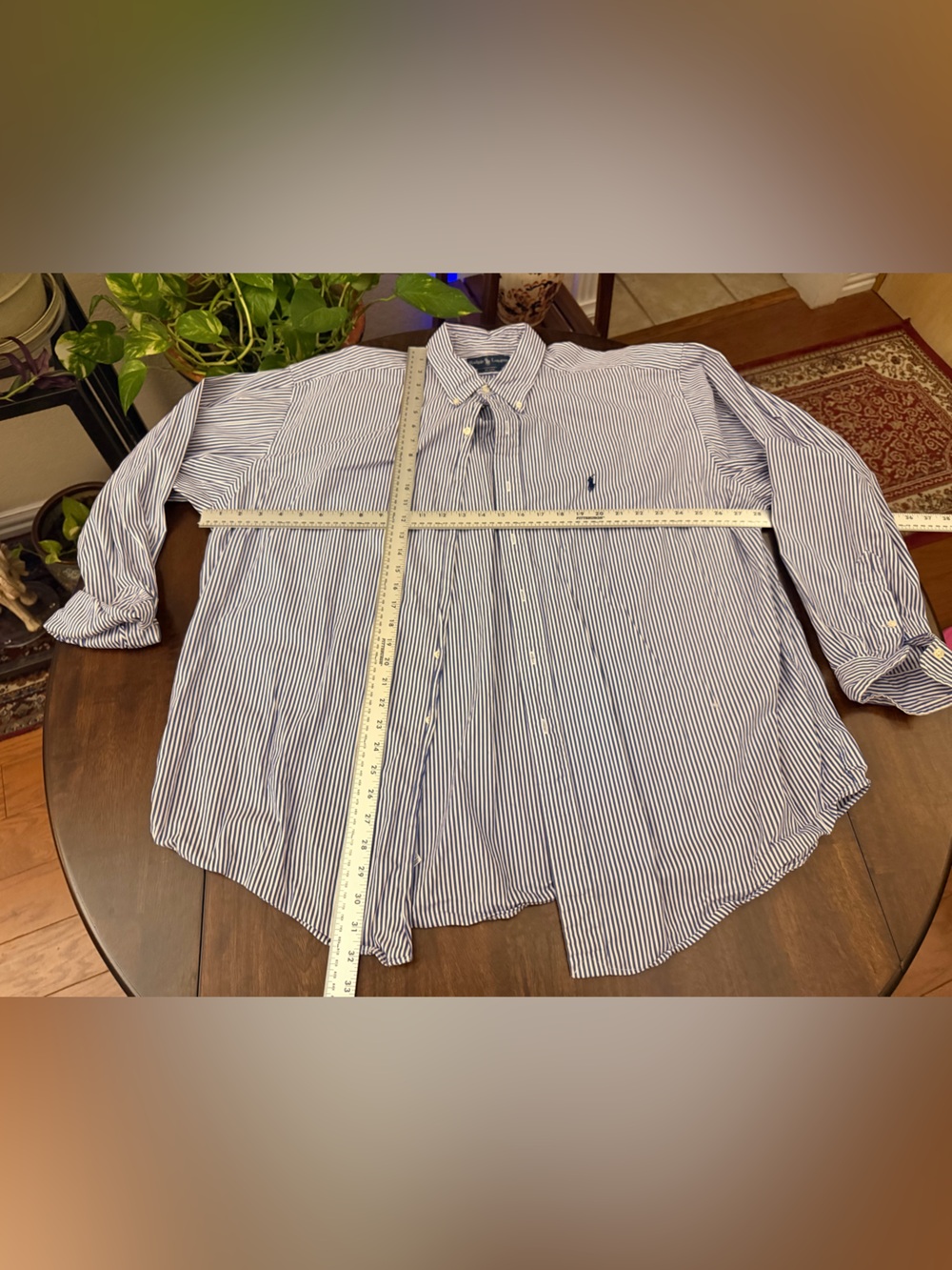 Ralph Lauren Navy and White Pinstripe Button-Down Shirt